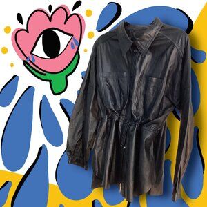 Muubaa Soft Leather Jacket with Drawstrings US 12
